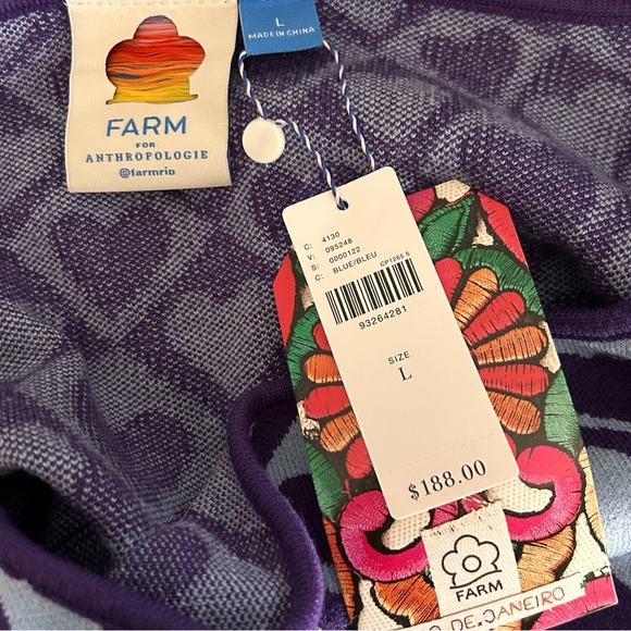NWT FARM Rio x Anthropologie Geo Heart Knit Long Sleeve Midi Sweater Dress Sz L - Picture 10 of 12